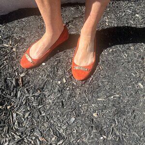 Talbots Orange Suede Flats 8.5